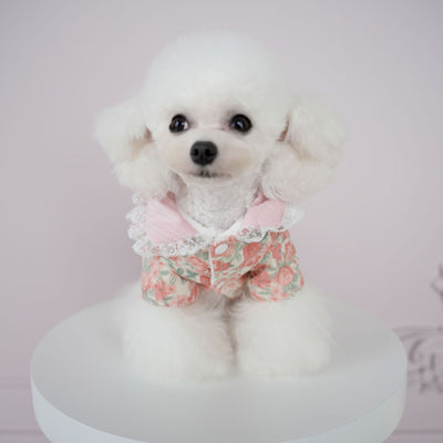 Floral Lace Layered Dog Cat Harness Dress/Jacket