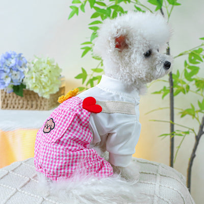 Flower Heart Plaid Dog Cat Jumpsuits