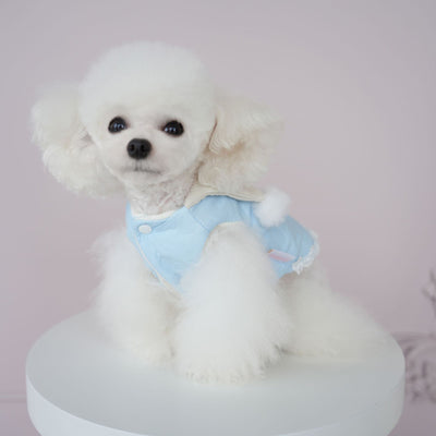 Furry Ball Decor Square Collar Dog Cat Jacket