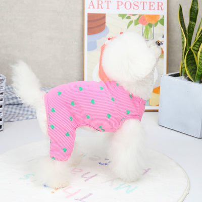 Heart Printed Cotton Dog Jumpsuits Pajama