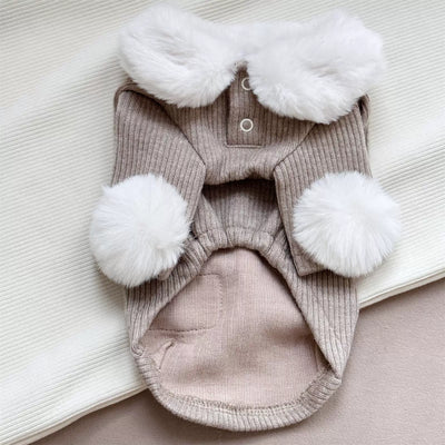 Furry Collar Solid Color Dog Cat Sweatshirt