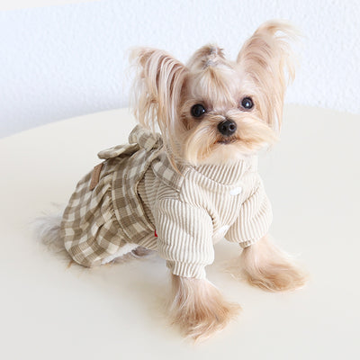 Plaid Buttoned Fleece Dog Cat Dress/Jumpsuits