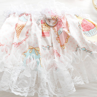 Ice Cream Lace Dog Cat Harness Dress