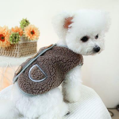 Buttoned Pocket Fleece Dog Jacket Vest