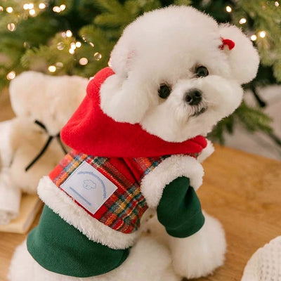 Christmas Plaid Buttoned Fleece Dog Cat Jacket