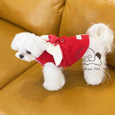 Sweet Heart Bow Corduroy Dog Harness Jacket