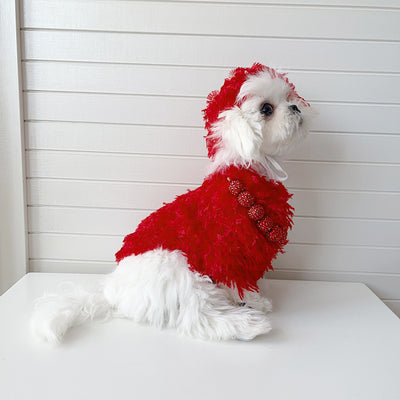 Tassel Faux Fur Dog Sweater&Hat