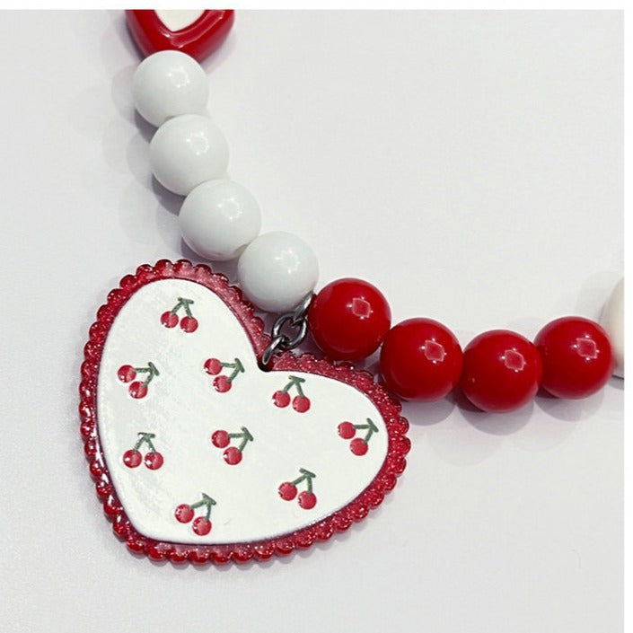 Cherry Floral Heart Dog Cat Necklace