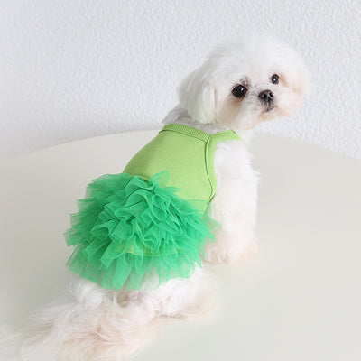 Solid Color Layered Dog Cat Lace Tutu Dress