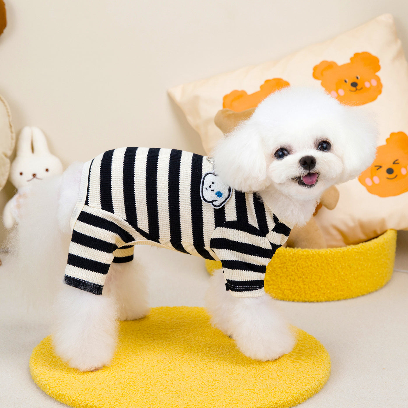 Cartoon Striped Waffle Dog Jumpsuits