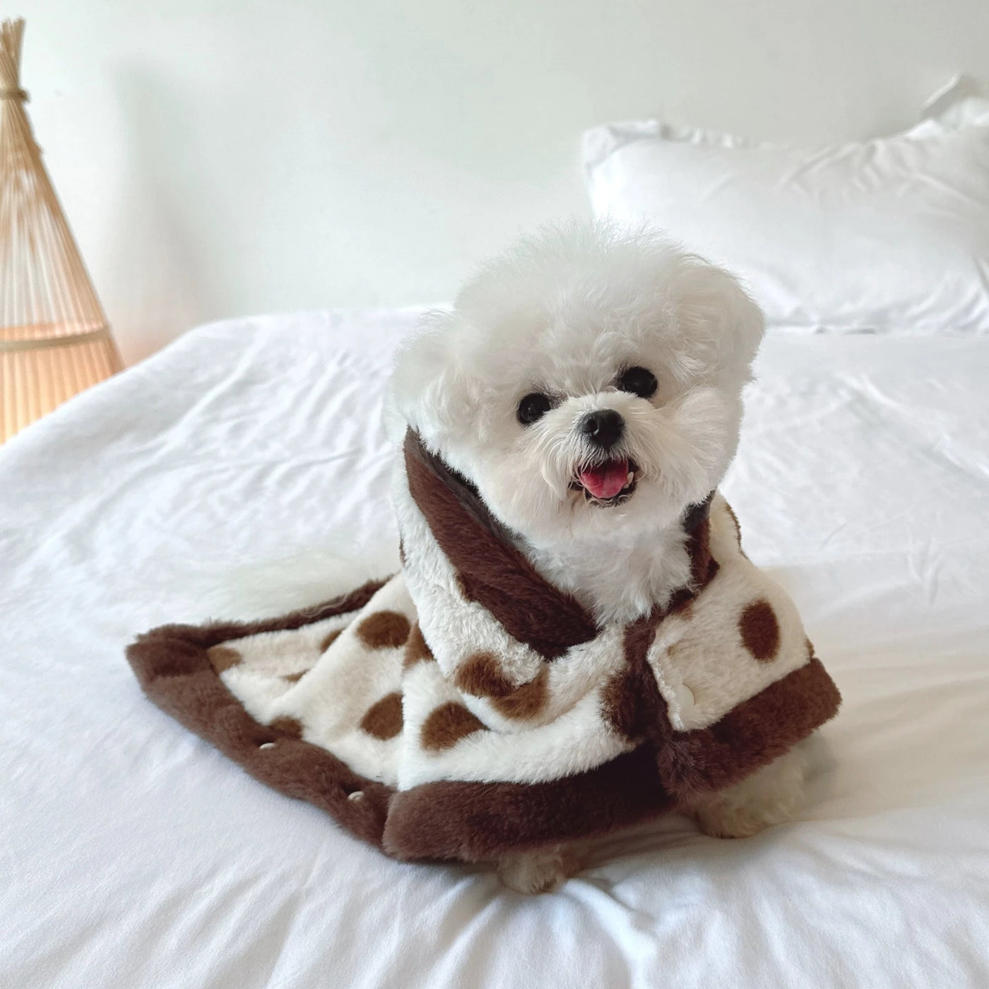 Polka Dot Printed Warm Dog Cat Blanket Cloak