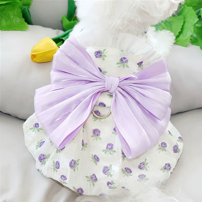 Bowknot Lace Collar Dog Harness Dress