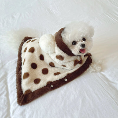 Polka Dot Printed Warm Dog Cat Blanket Cloak