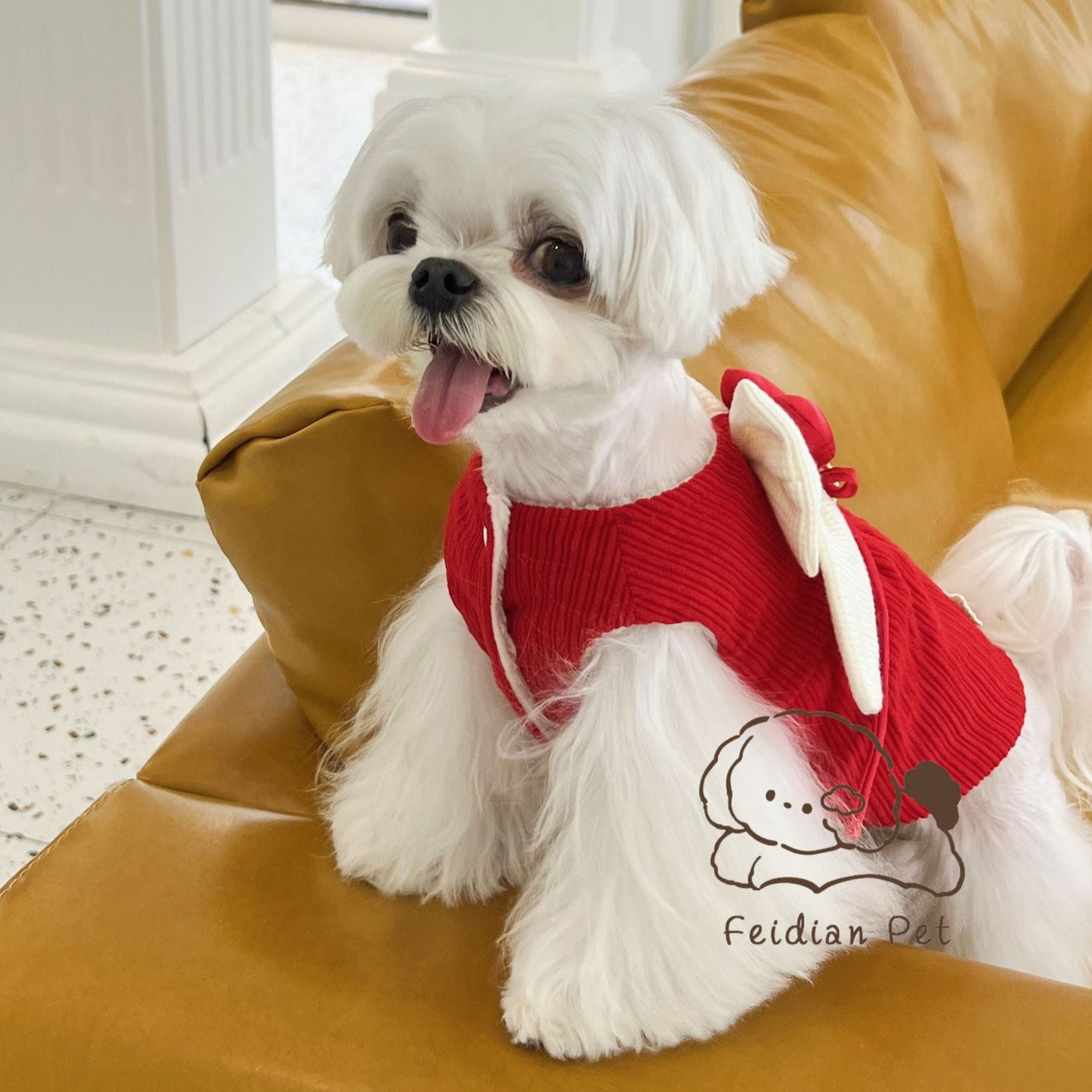 Sweet Heart Bow Corduroy Dog Harness Jacket