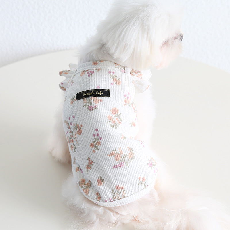 Floral Layered Sleeves Dog Cat Vest