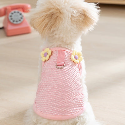 Flower Decor Breathable Dog Cat Vest Harness
