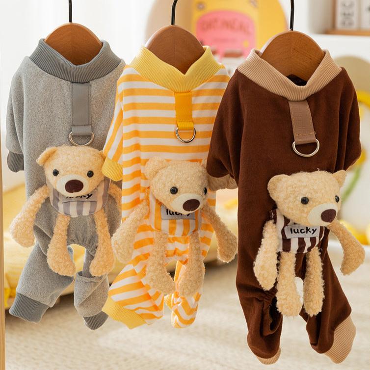 Bear Decor Soft Dog Jumpsuits Harness