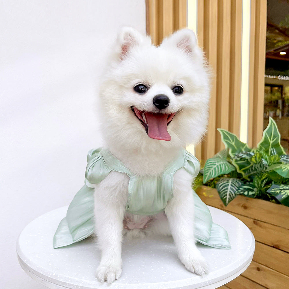 Solid Color Bow Layered Dog Harness Dress