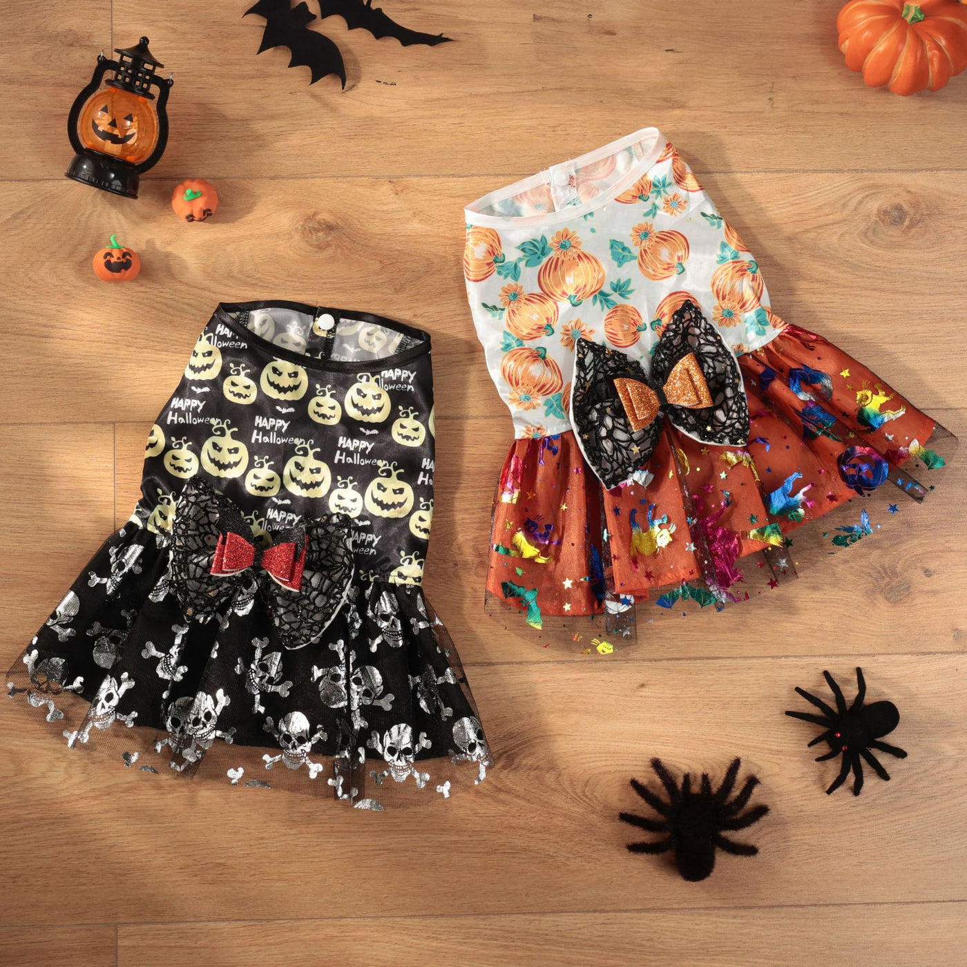 Halloween Pumpkin Bow Dog Cat Lace Dress | Softosy Pet Boutique