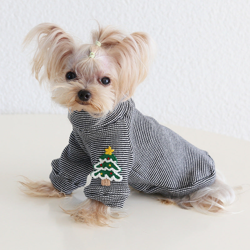 Christmas Tree Striped Dog Cat T-shirt/Vest