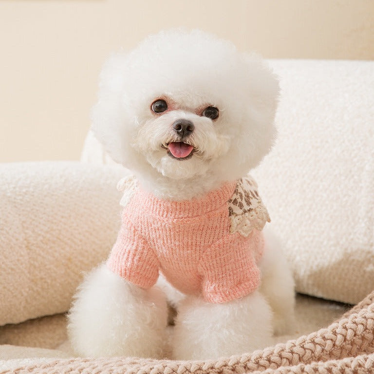 Daisy Printed Lace Bowknot Dog Cat Sweater