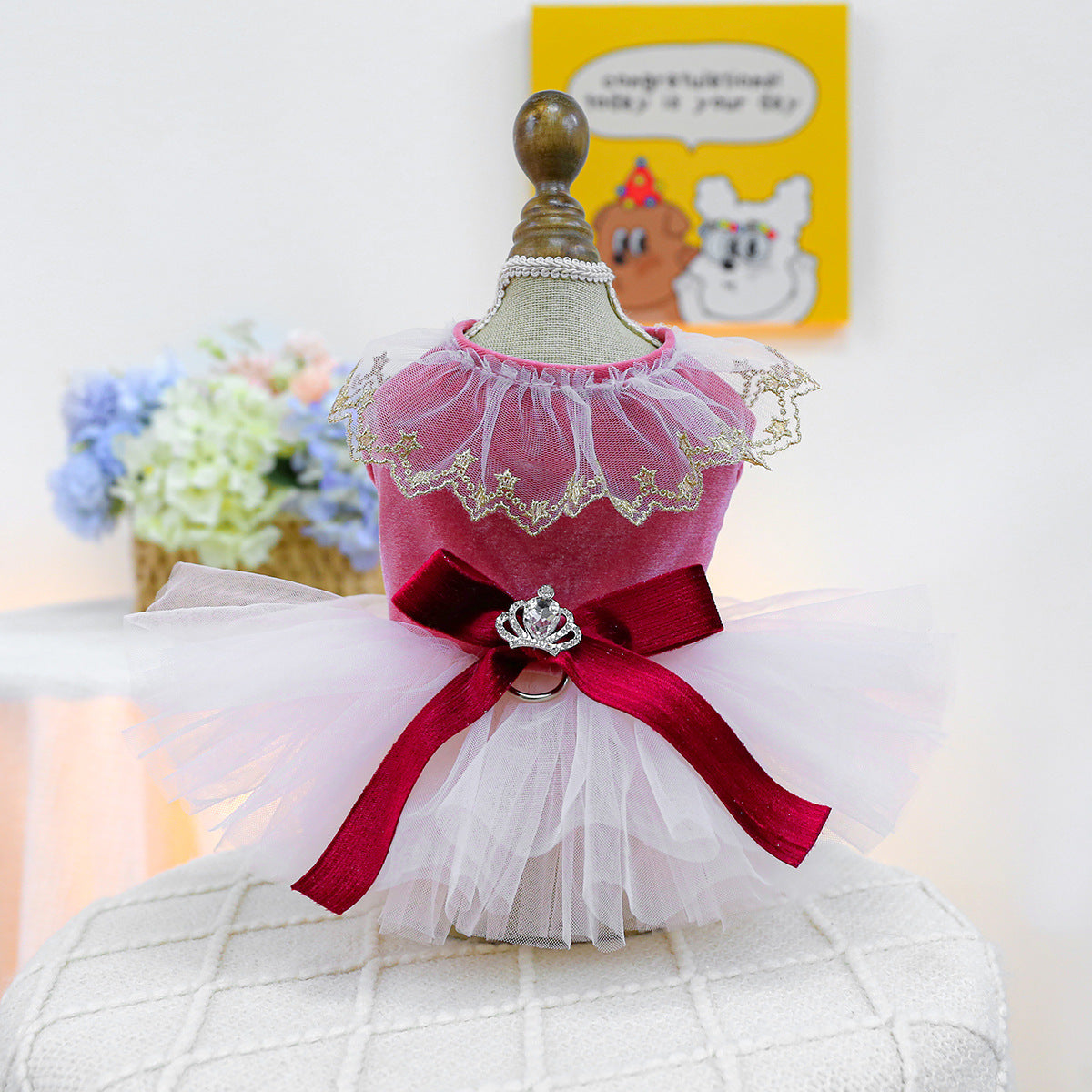 Crown Star Lace Dog Cat Princess Dress