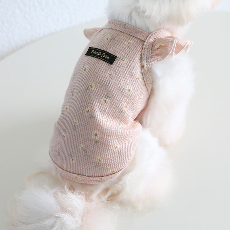 Floral Layered Sleeves Dog Cat Vest