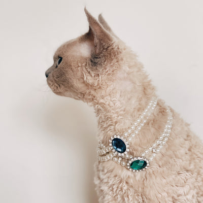 Rhinestone Pearl Design Pet Necklace