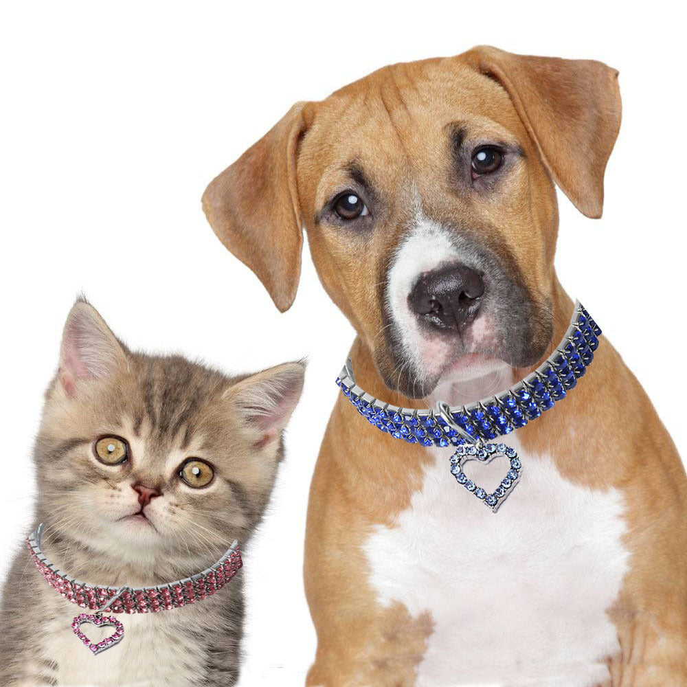 Bling Heart Decor Dog Cat Collar
