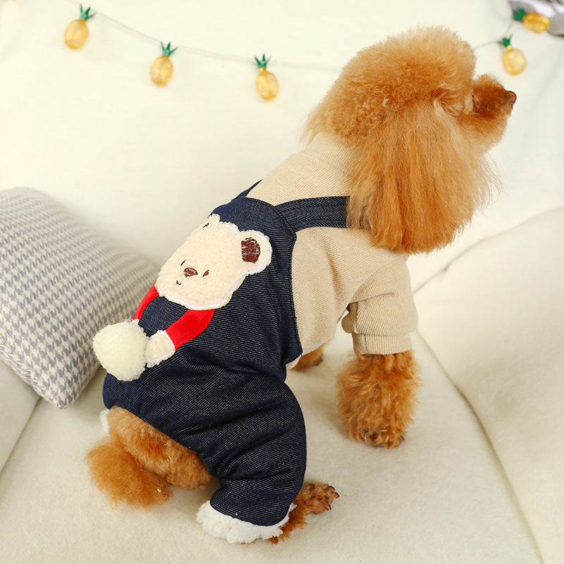 Bear Denim Dog Cat Jumpsuits Coat