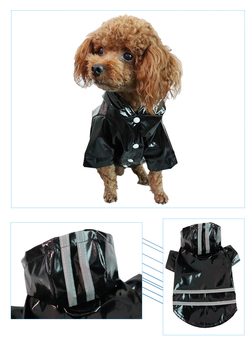 PU Leather Striped Dog Raincoat