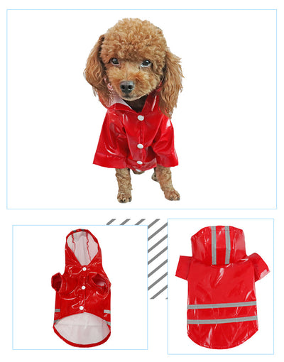 PU Leather Striped Dog Raincoat
