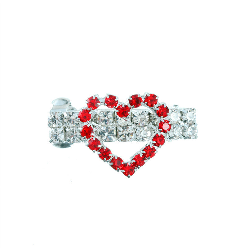 Heart Pattern Rhinestone Dog Clips