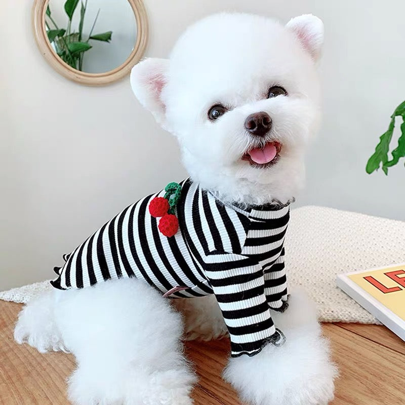 Striped Cherry Decor Dog Shirt