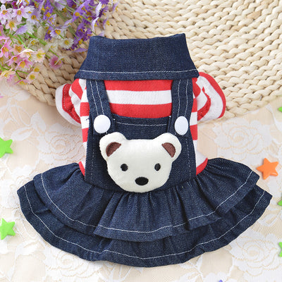 Bear Striped Dog Cat Jumpsuit/Dress