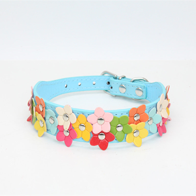 Multi-Color Flower Decor Cat Dog Collar