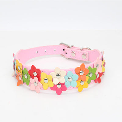 Multi-Color Flower Decor Cat Dog Collar