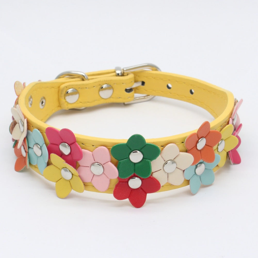 Multi-Color Flower Decor Cat Dog Collar