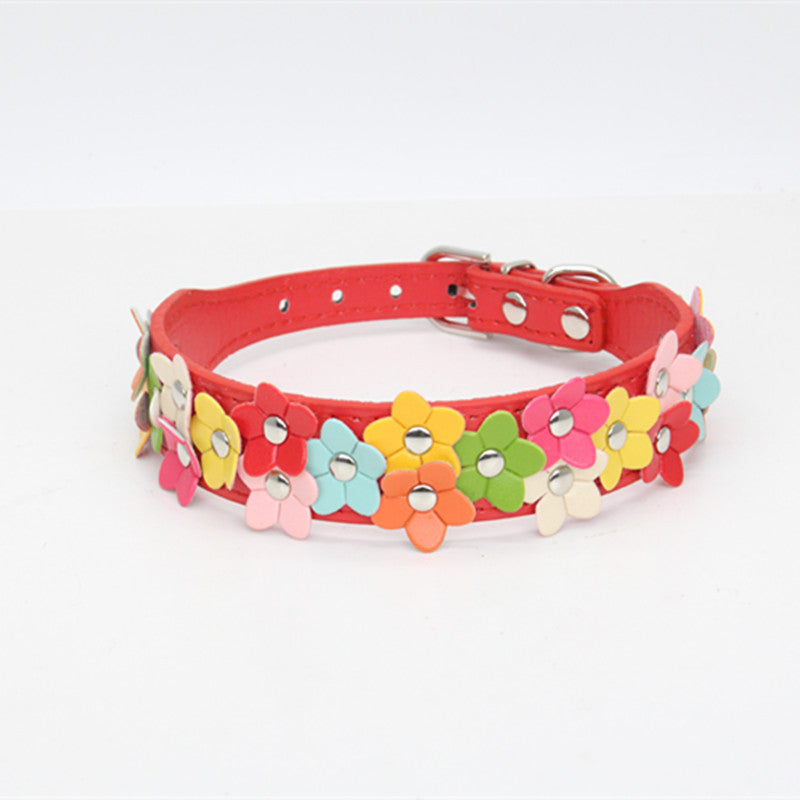 Multi-Color Flower Decor Cat Dog Collar