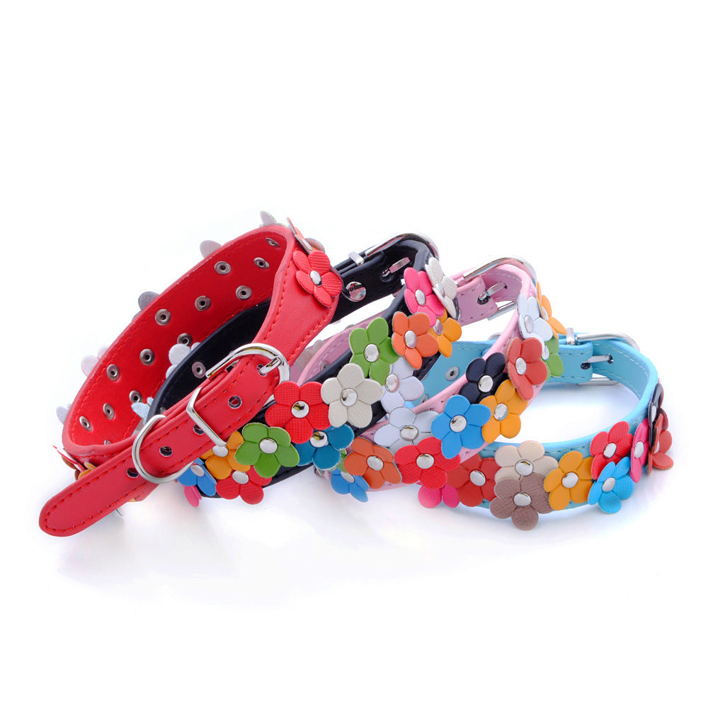 Multi-Color Flower Decor Cat Dog Collar