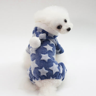 Star Printed Fleece Dog Cat Jumpsuits Pajama