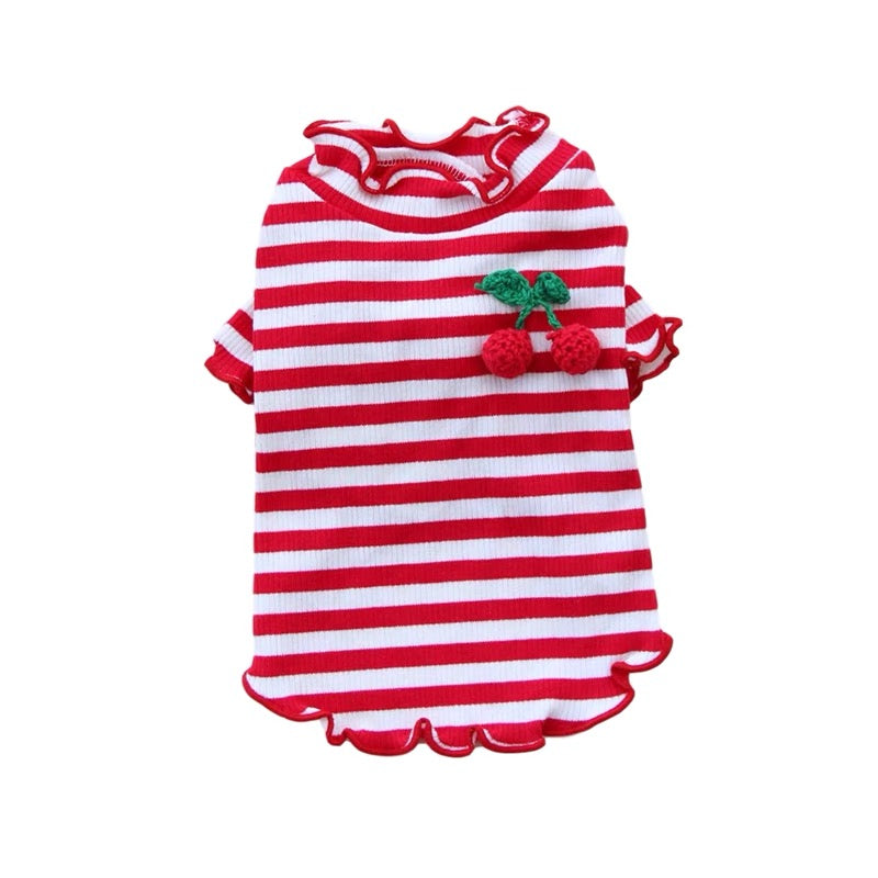 Striped Cherry Decor Dog Shirt