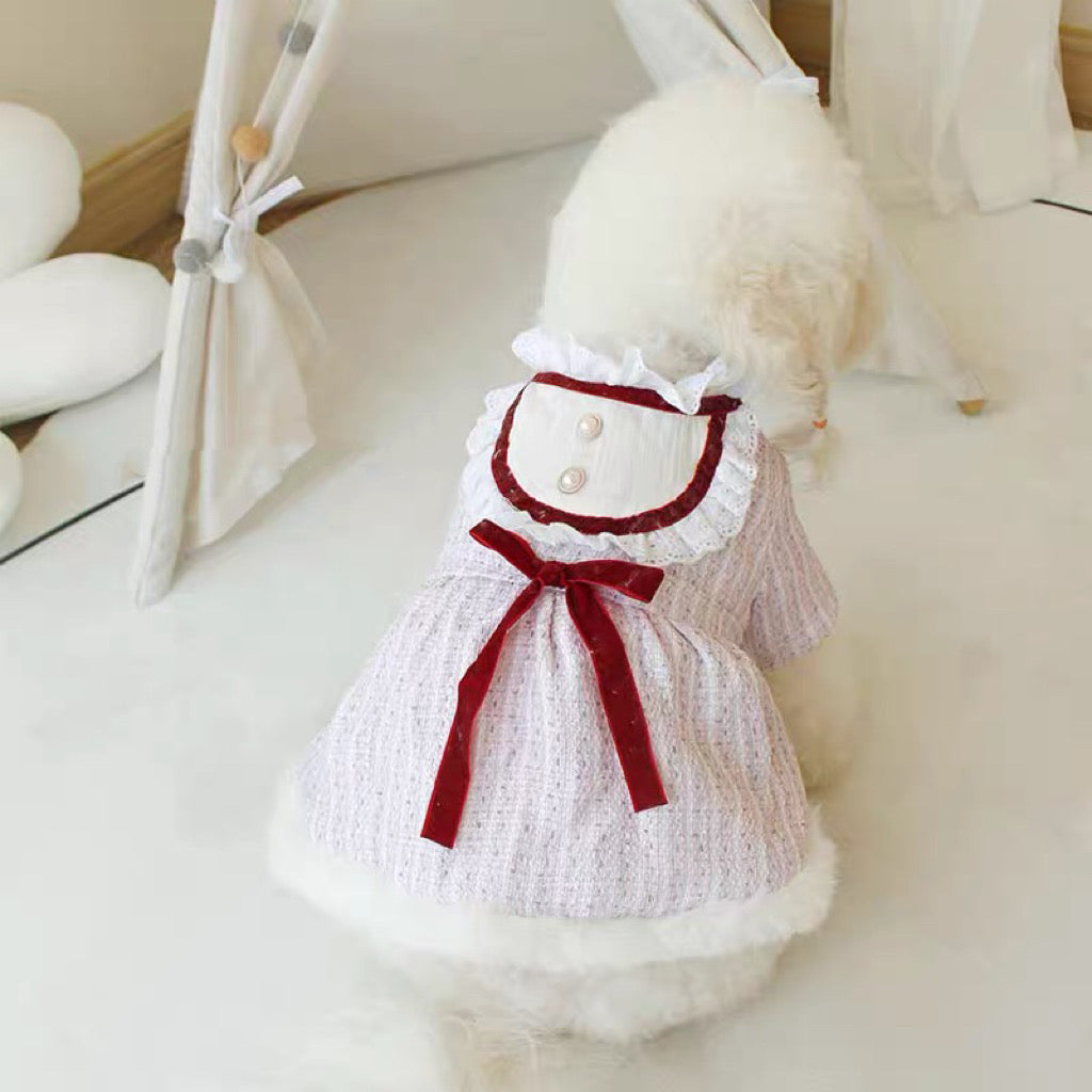 Warm Lace Bowknot Dog Cat Dress