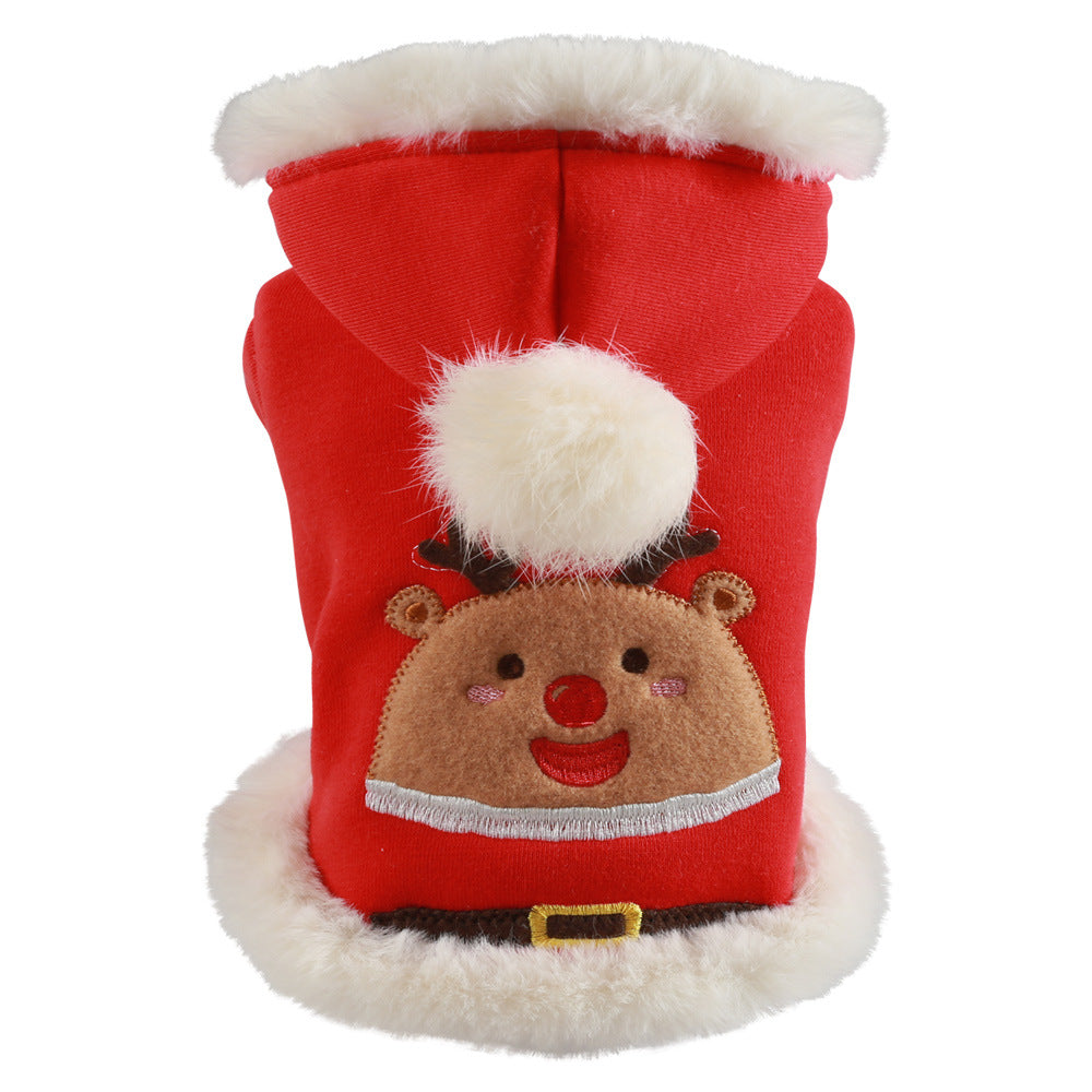 Fleece Santa Printed Dog Cat Hoodie