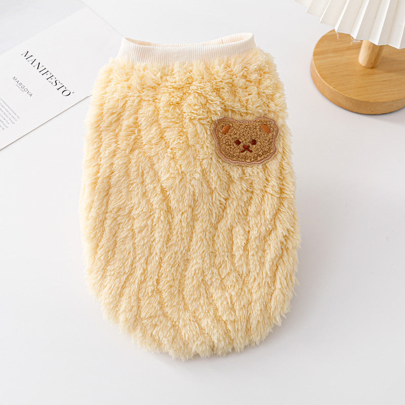 Warm Fleece Bear Printed Dog Cat Vest
