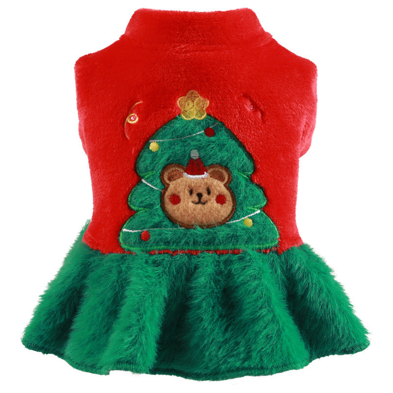 Christmas Tree Printed Dog Cat Dress