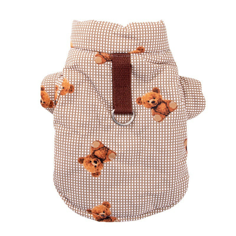 Bear Printed Plaid Jacket Harness