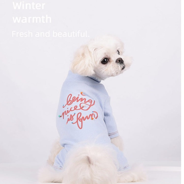Warm Letter Printed Dog Jumpsuits
