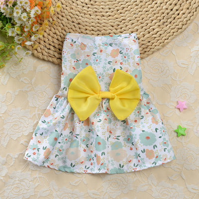 Printed Bowknot Sleeveless Dog Dress