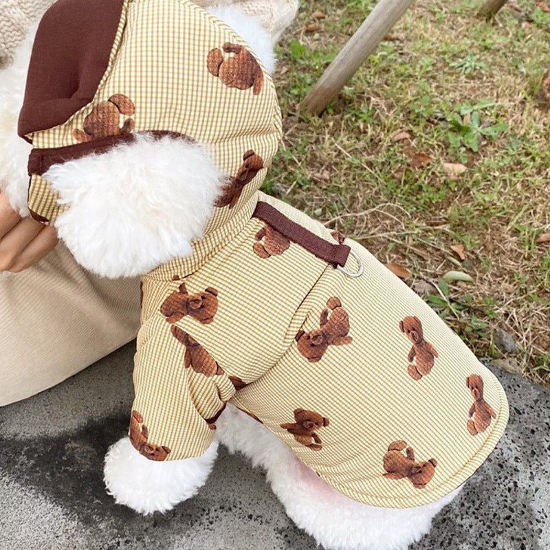 Bear Printed Plaid Jacket Harness